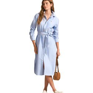 Polo Ralph Lauren Belted Cotton Oxford Shirtdress Blue Womens Size 4 NWT